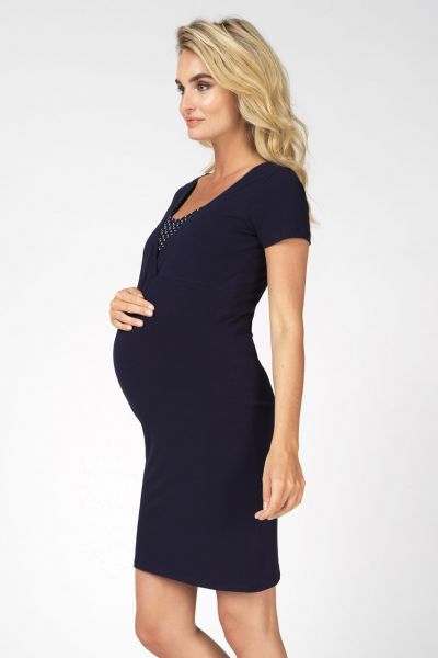 Maternity and nursing nightshirt made of organic cotton, navy