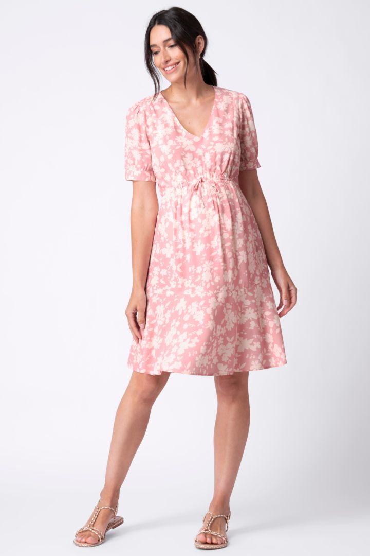 Umstands- und Stillkleid mit Blumenprint rosa