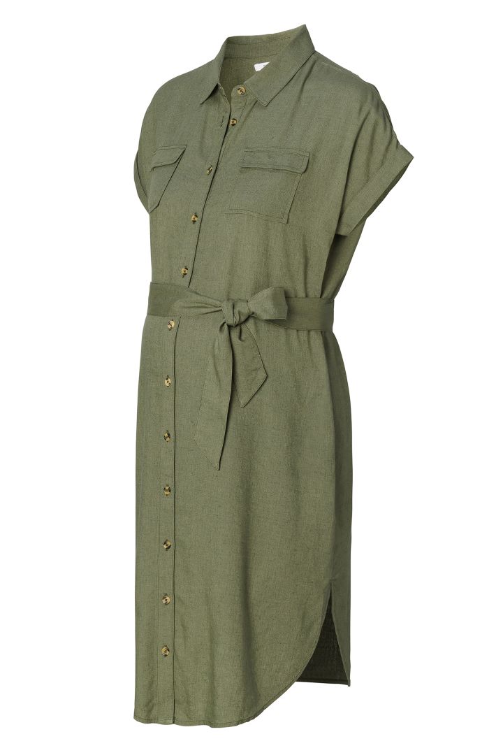 Umstands- und Still-Hemdblusenkleid khaki
