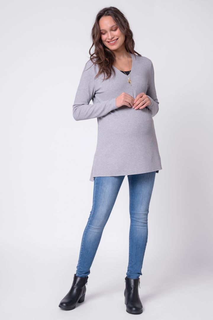 Rippstrick Umstandsshirt mit seitlicher Stillöffnung