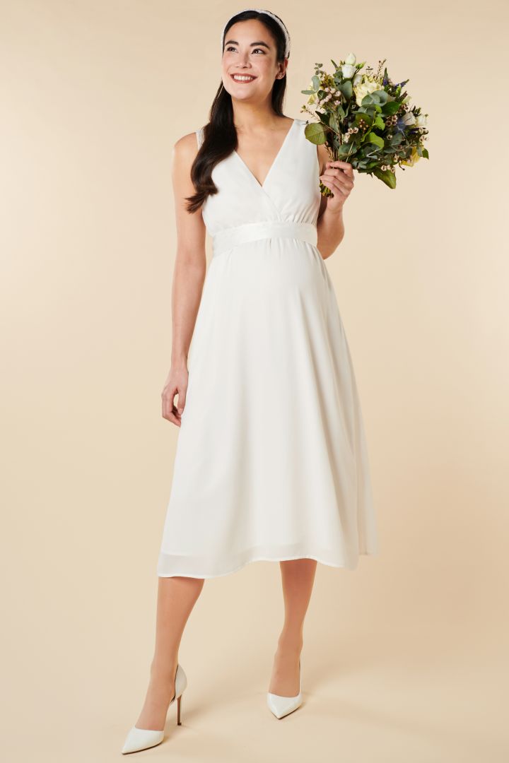 Umstandsbrautkleid mit Cache Coeur Ausschnitt