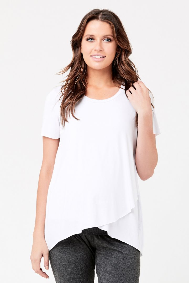 Raw Edge Umstands- und Stillshirt weiß