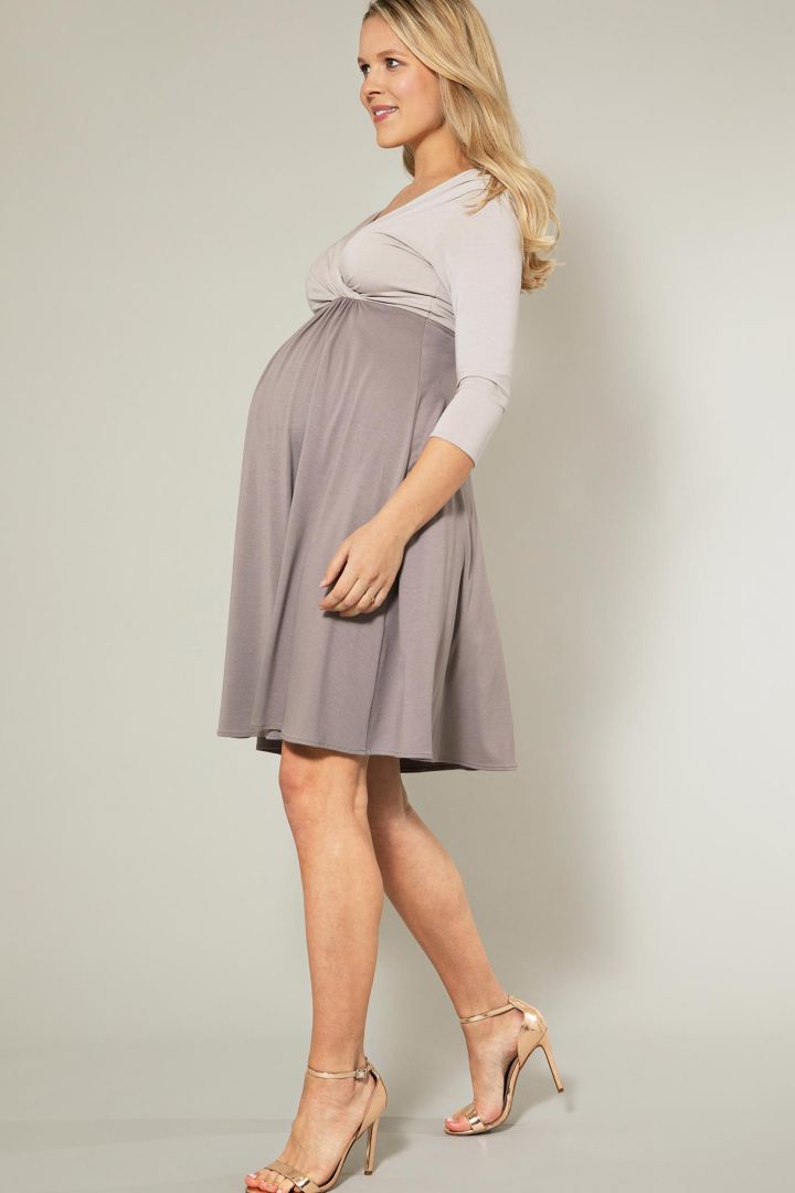 Festliches Umstands- und Stillkleid taupe
