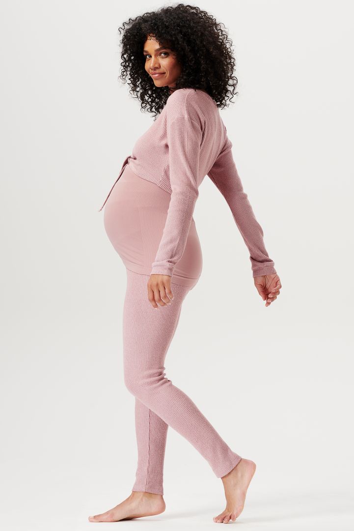 Ecovero Cropped Rib Maternity Shirt pink
