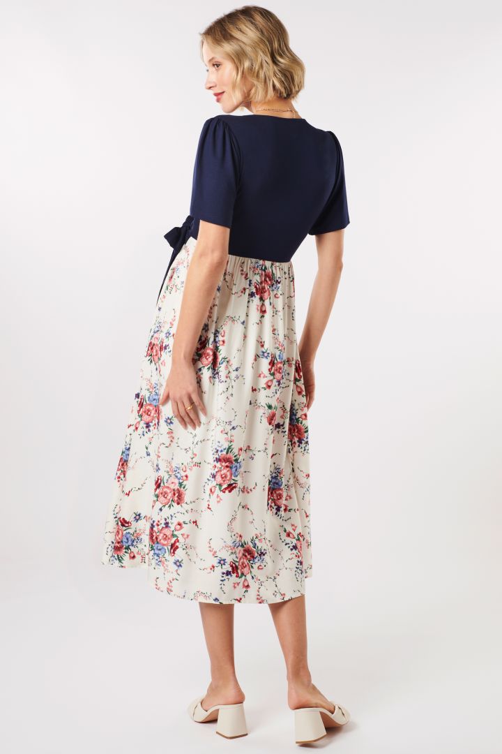 Midi Umstands- und Stillkleid in Wickeloptik mit Flower Print