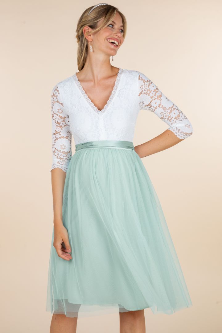 Midi Umstandsbrautrock aus Tüll mint