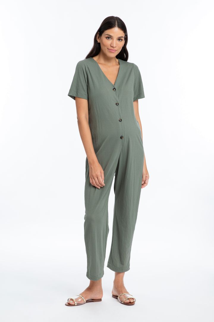 Umstands- und Still-Jumpsuit mit Knopfleiste salbei