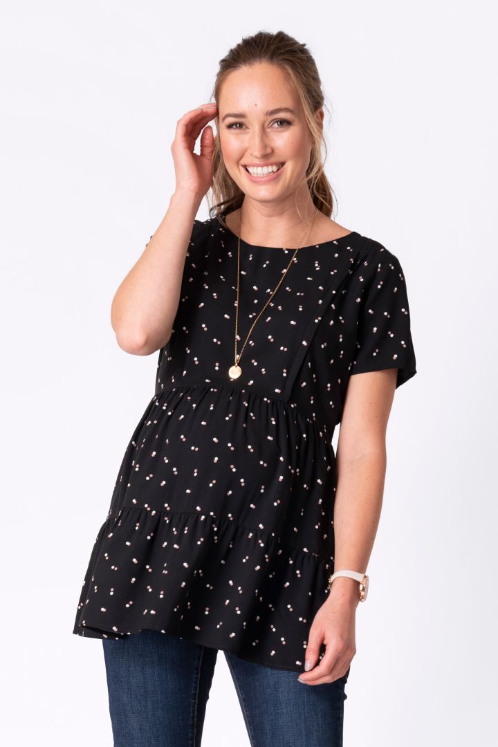 Maternity and Nursing Tunic with Frilled Hem