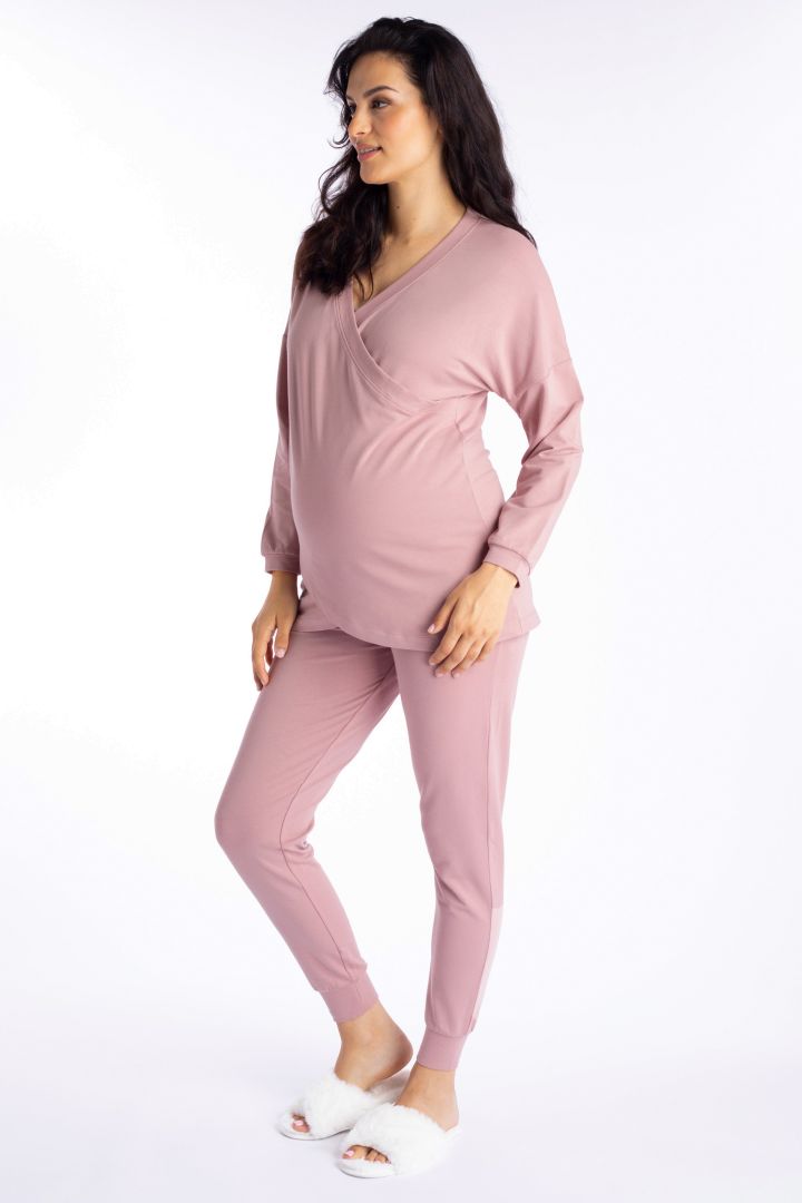 Organic Lounge and Pyjama Maternity Shirt pink