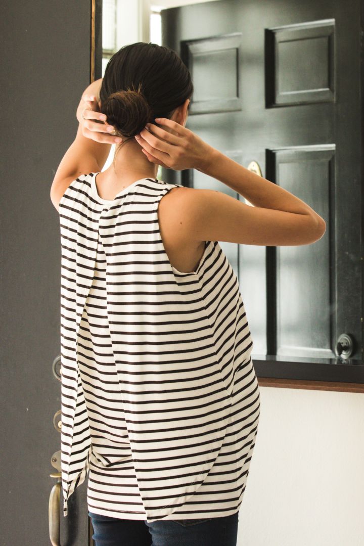 Zweilagiges Umstands- und Stilltop weiß/schwarz