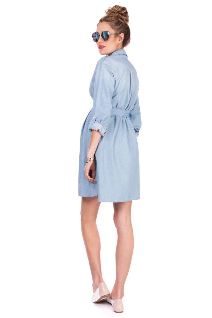 Maternity and Nursing Shirtdress denim