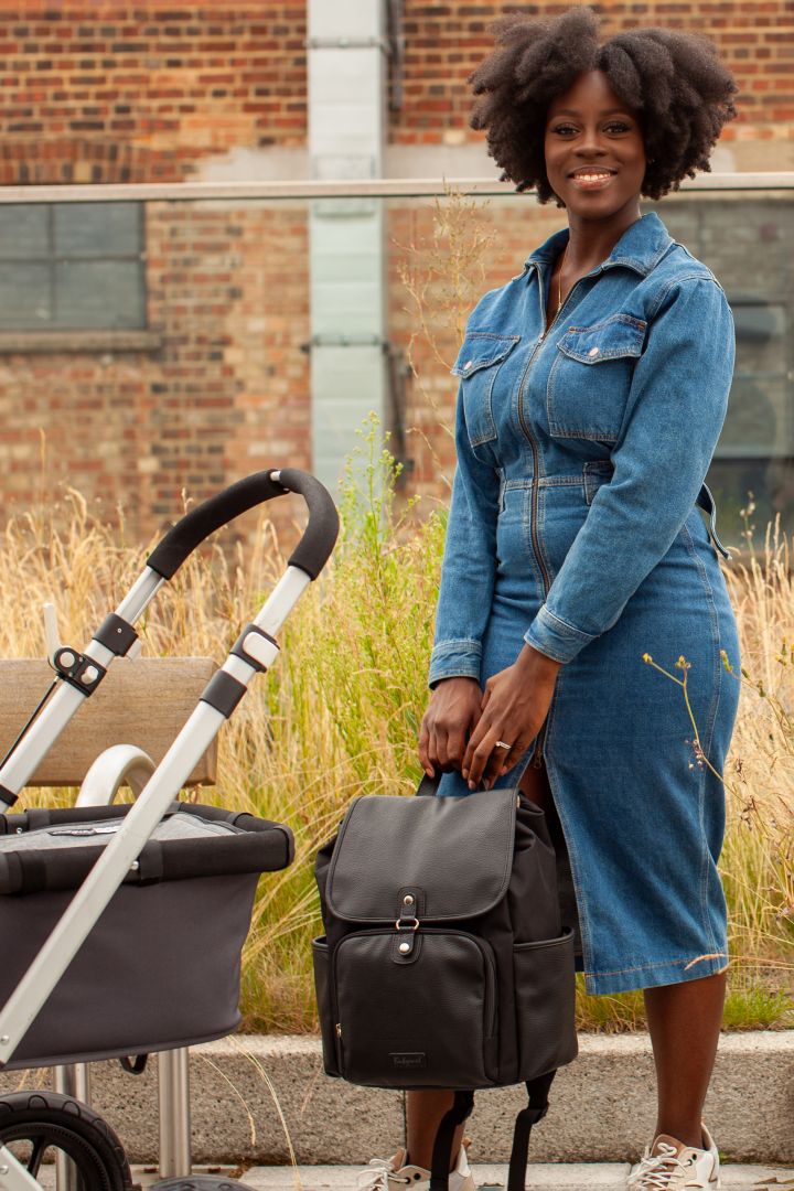 Wickelrucksack aus veganem Kunstleder schwarz