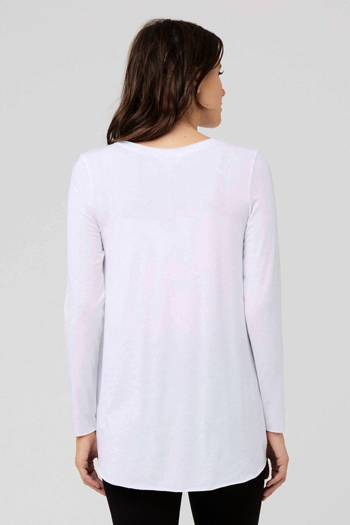 Cross-Over Maternity and Nursing Long-Sleeve Shirt white