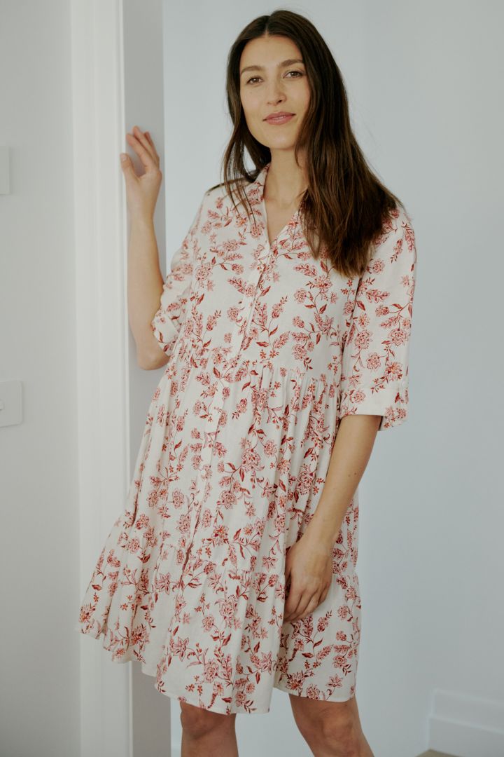 Maternity and Nursing Dress with Floral Print