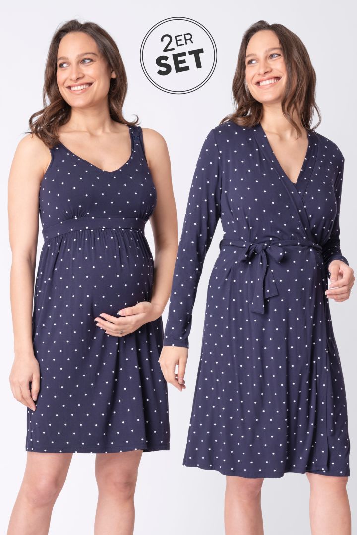 Set Umstands- und Stillnachthemd mit Morgenmantel