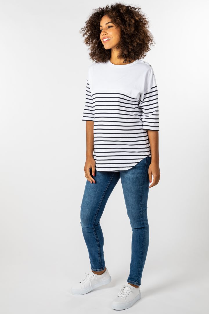 Organic Umstands- und Stillshirt 3/4 Arm gestreift