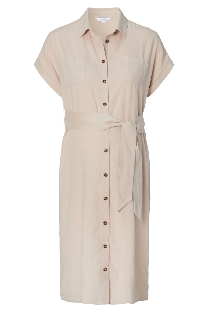 Umstands- und Still-Hemdblusenkleid sand