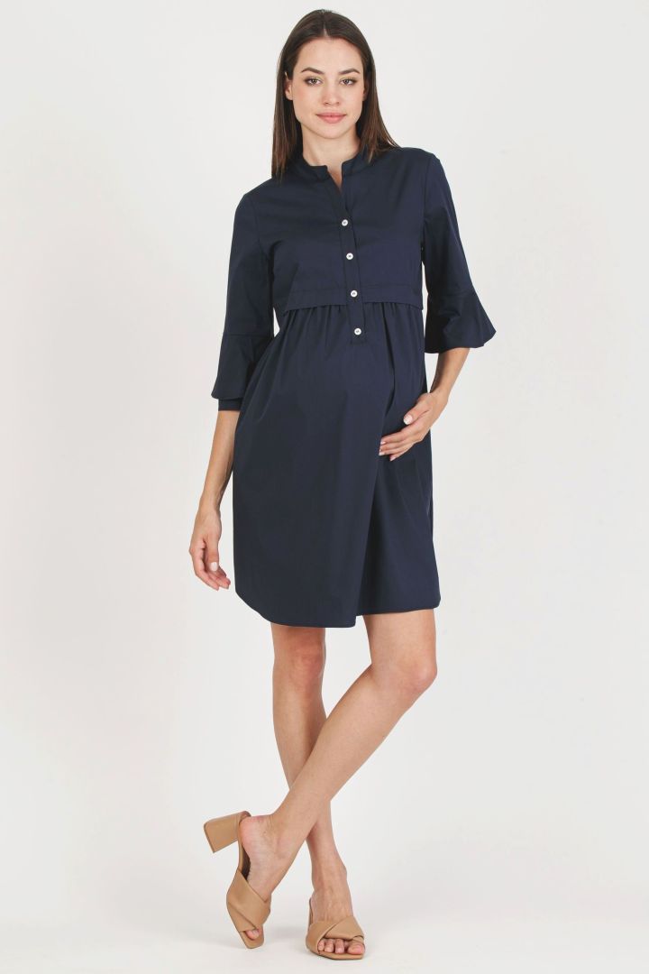 Umstands- und Still-Hemdblusenkleid navy