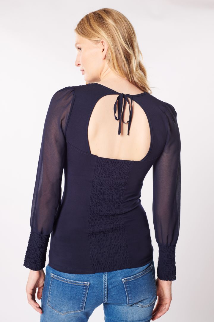 Umstands- und Stillshirt mit Chiffonärmeln navy