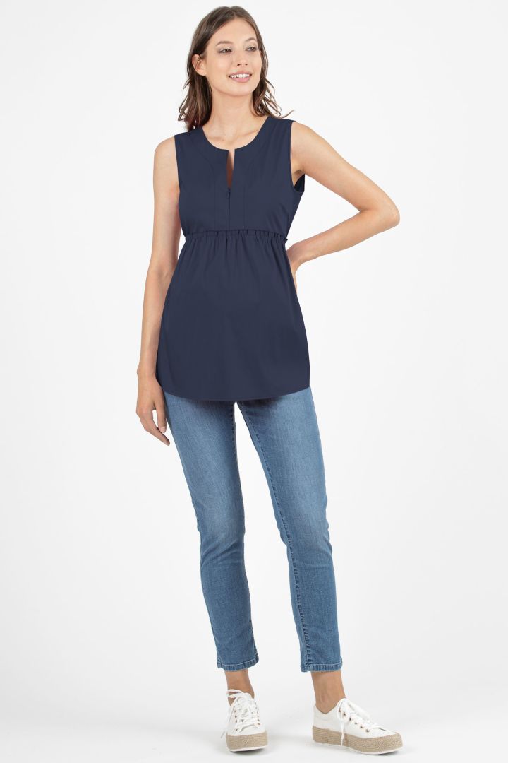 Umstands- und Stillbluse mit Bindegürtel navy