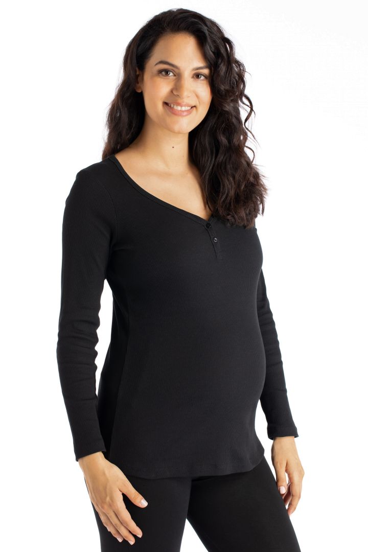 Organic Ribbed Maternity Shirt black