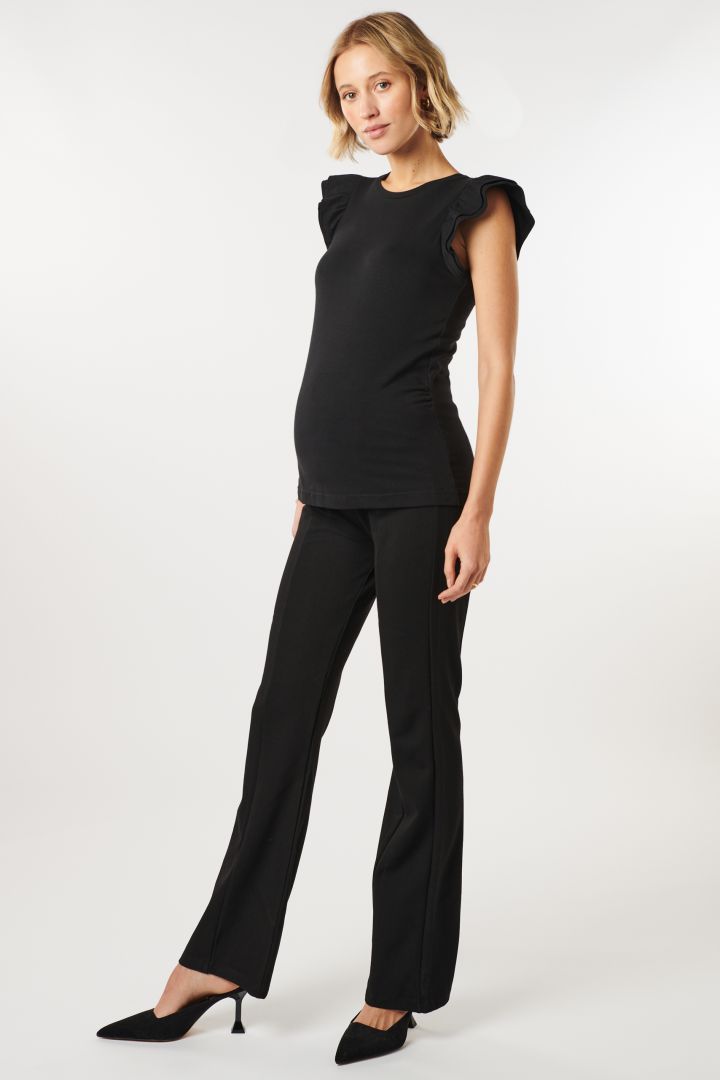 Organic Umstandstop mit Rüschenärmeln schwarz