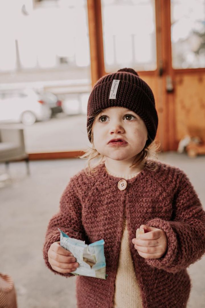 Rib Knit Boobl Hat with Merino Wool bordeaux