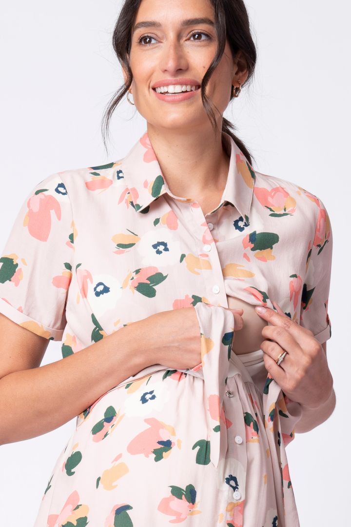 Umstands- und Still-Hemdblusenkleid mit Print