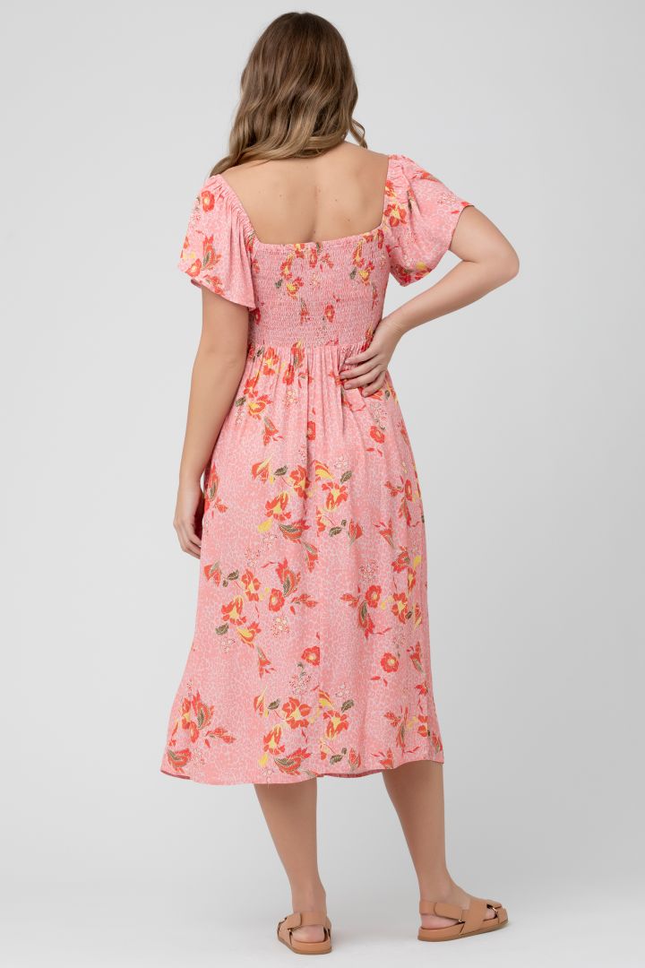 Midi Umstandskleid mit Smock Detail