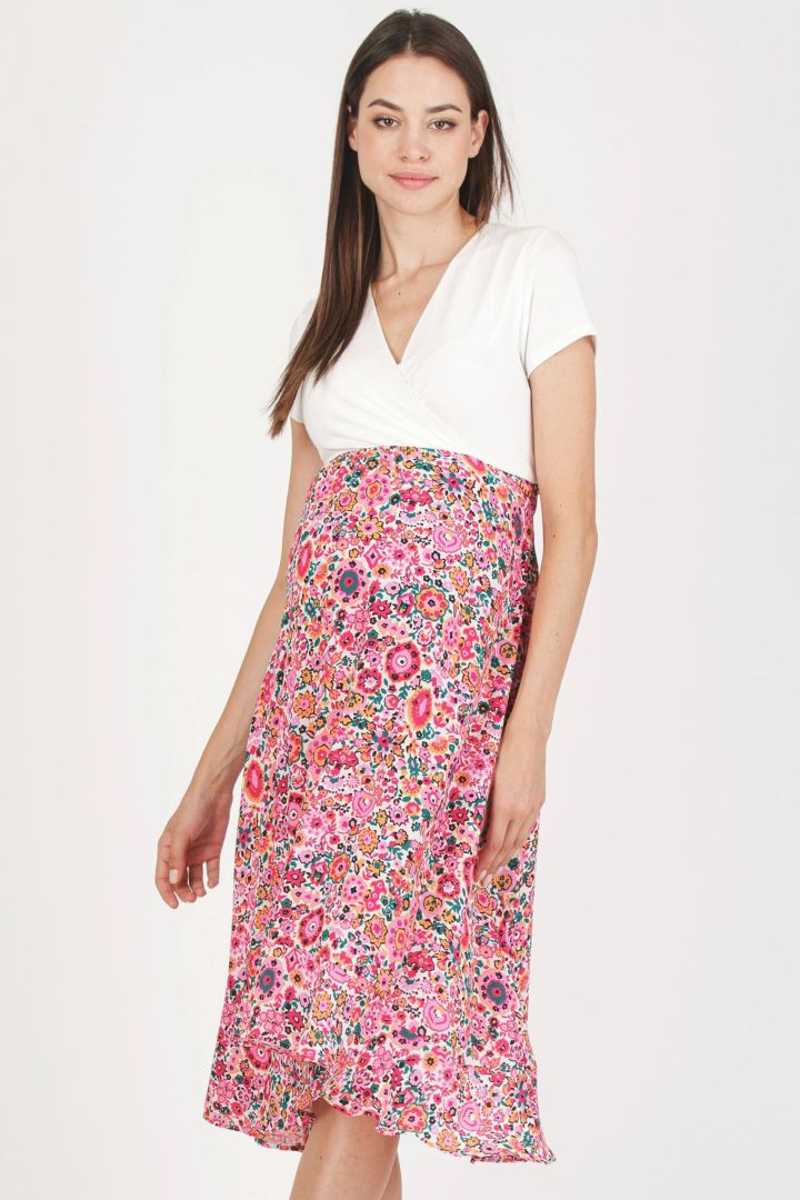Midi Maternity and Nursing Dress print