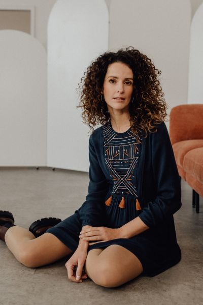 Umstands- und Still-Tunikakleid mit Quasten ocean blue