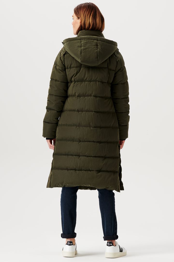 Wattierter Mantel mit Schwangerschaftseinsatz khaki