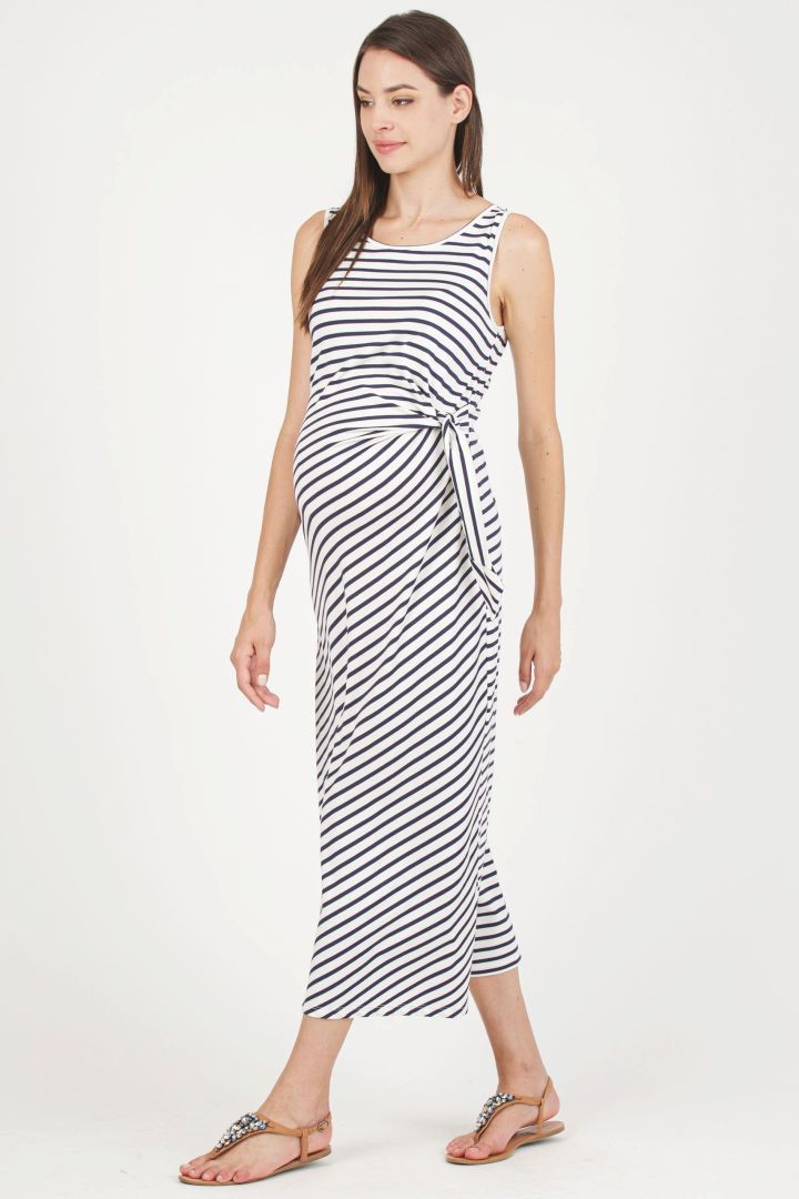 Umstandskleid mit Knoten-Detail gestreift