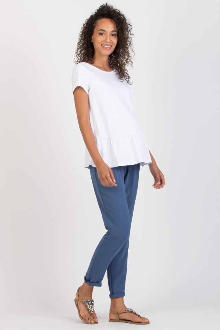 Stoff Umstandshose mit elastischem Bund denimblau