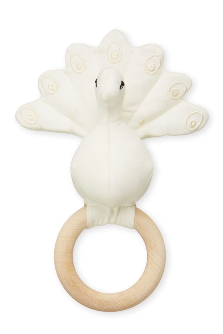 Geschenkebox Organic Puck- und Spucktuch und Rassel elfenbein