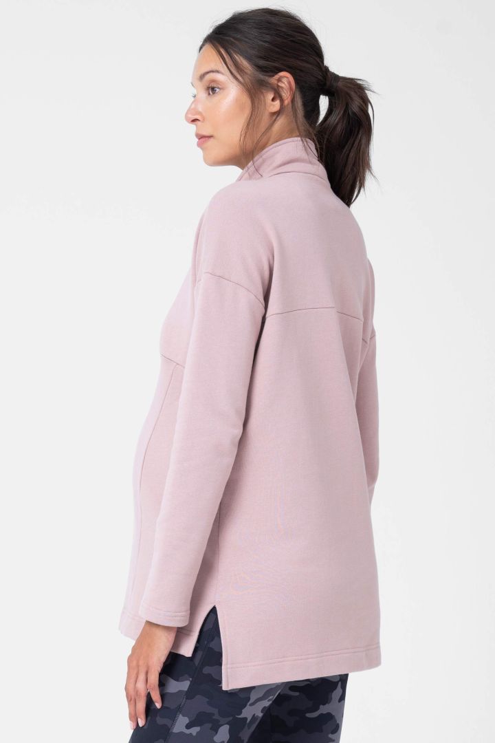Maternity and Nursing Sweater with Zip Detail pink