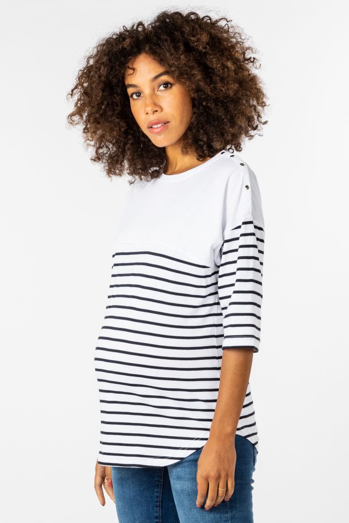 Organic Umstands- und Stillshirt 3/4 Arm gestreift