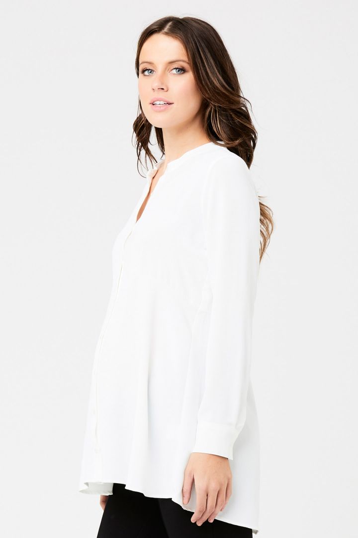 Peplum maternity and nursing blouse in white