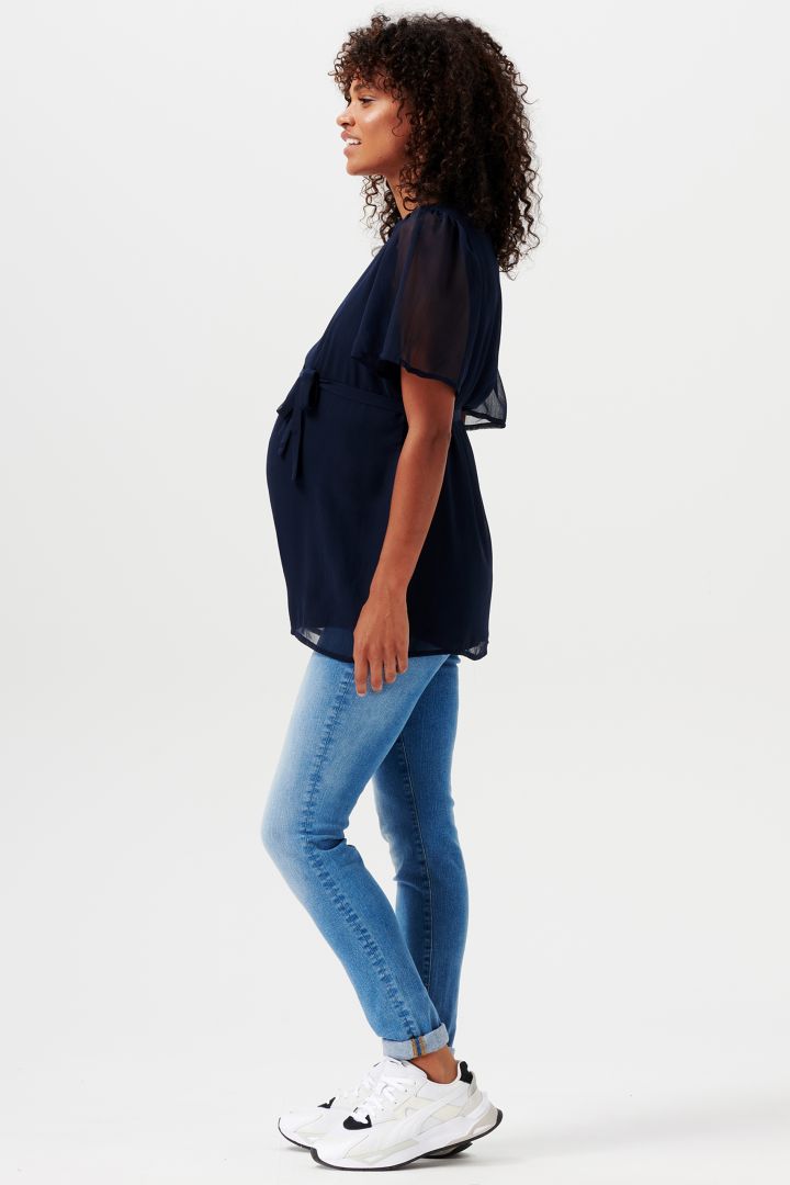 Eco Chiffon Maternity Blouse navy