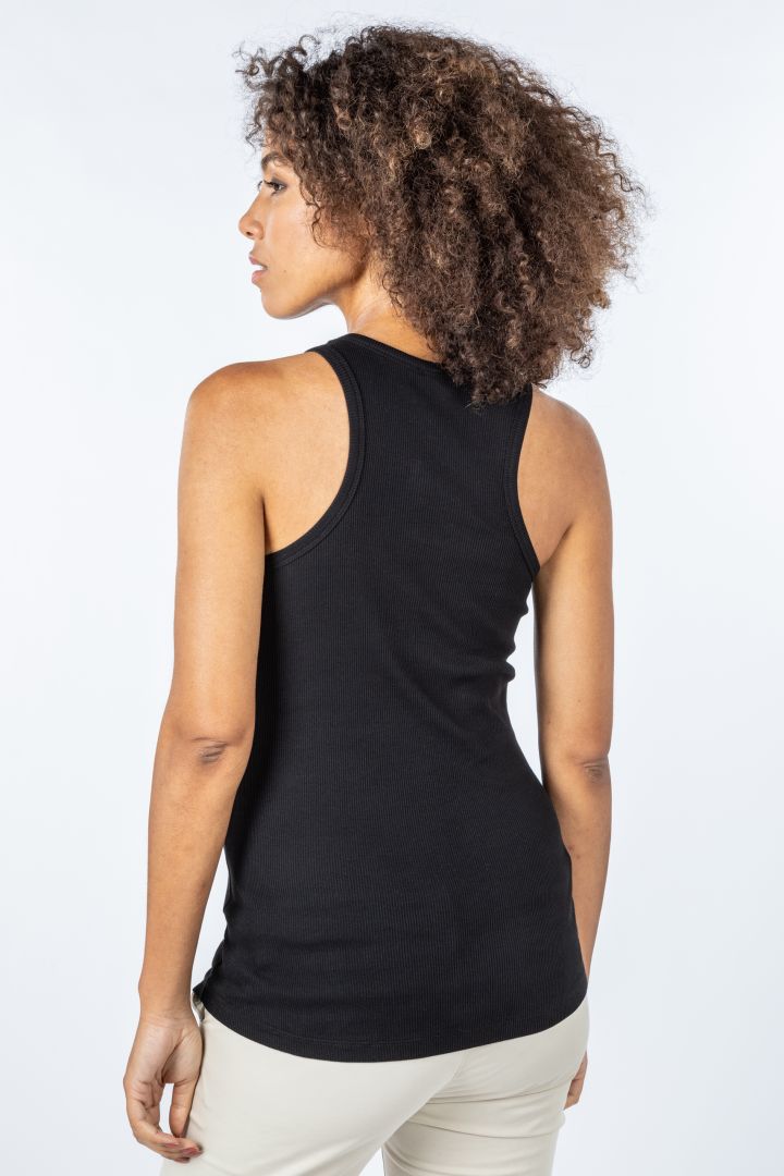 Ribbed Umstands-Tanktop aus Bio-Baumwolle schwarz