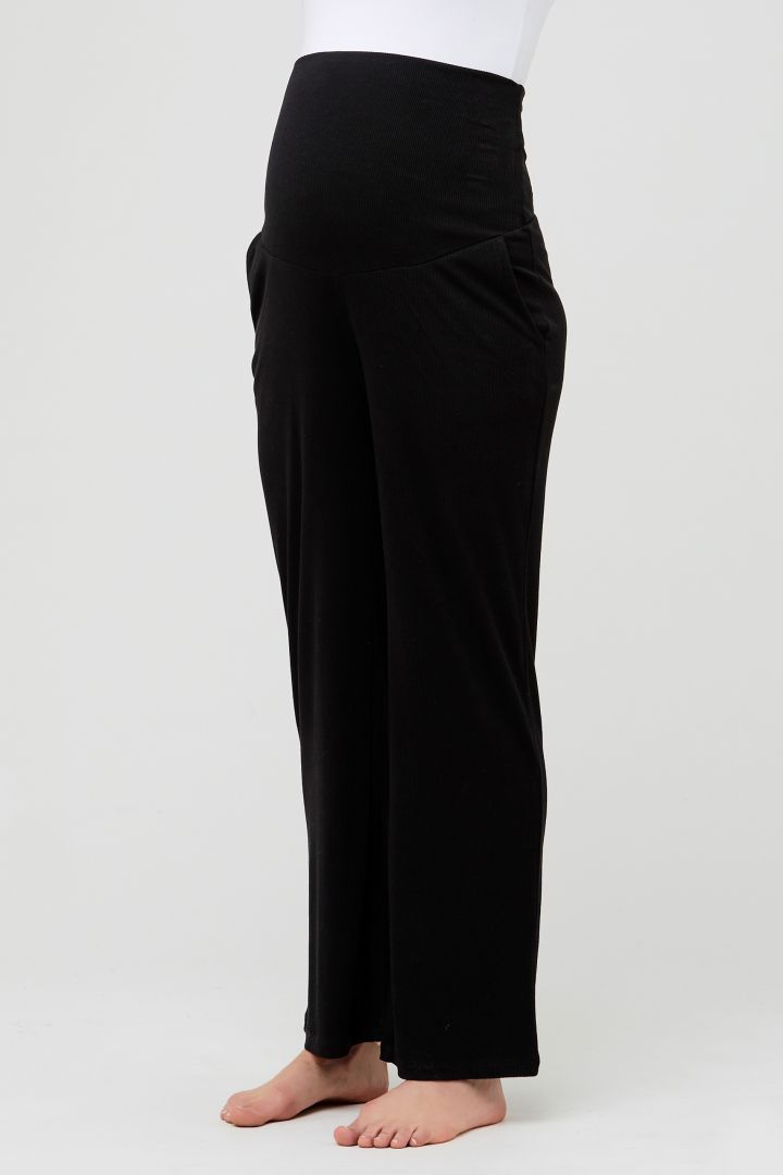 Ripp Lounge und Pyjama Umstandshose schwarz