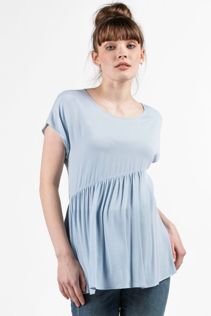 Umstandsbluse mit Volant hellblau