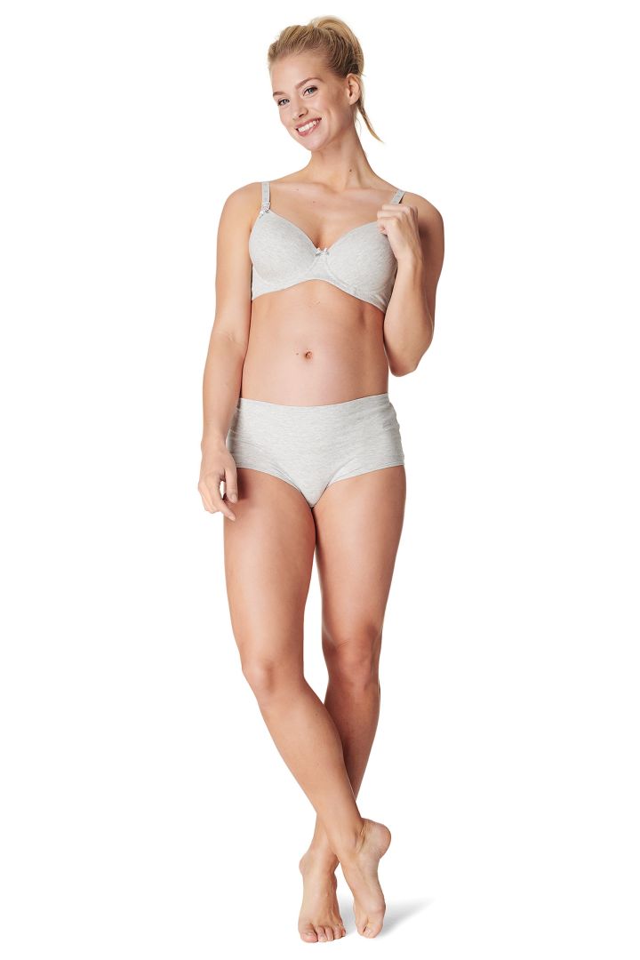 Cotton Nursing Bra with Form Cups and Bow grey
