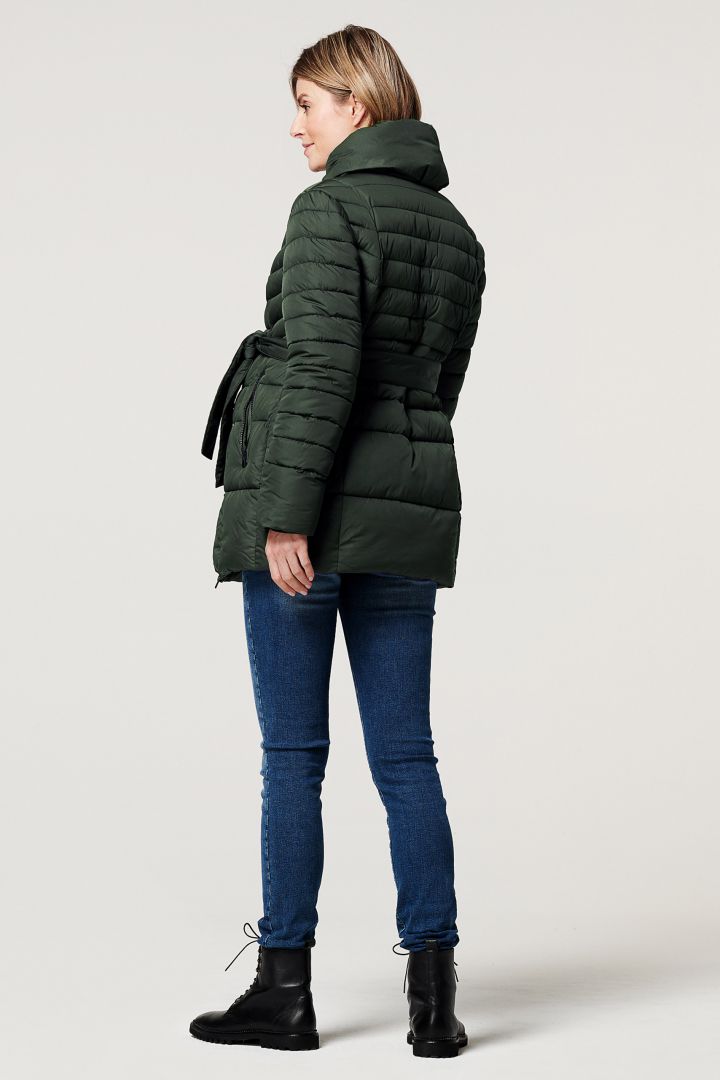 Umstands-Steppjacke mit Schwangerschafts-Einsatz khaki