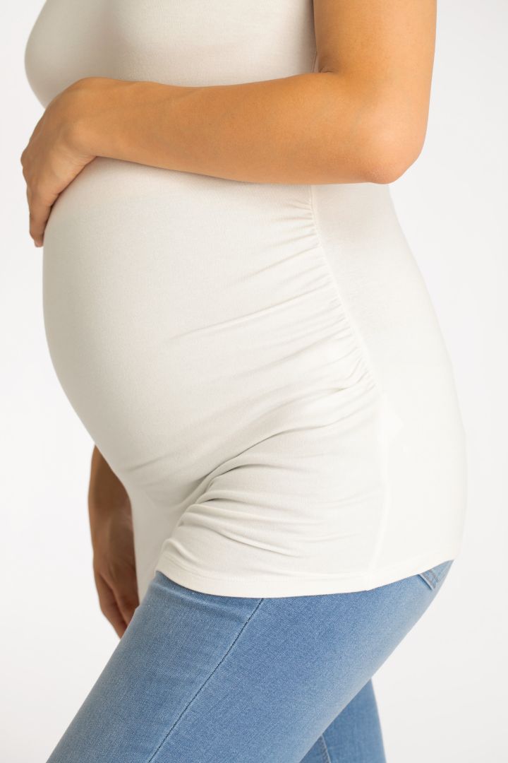 Eco Viscose Maternity Shirt with Ruchings off-white