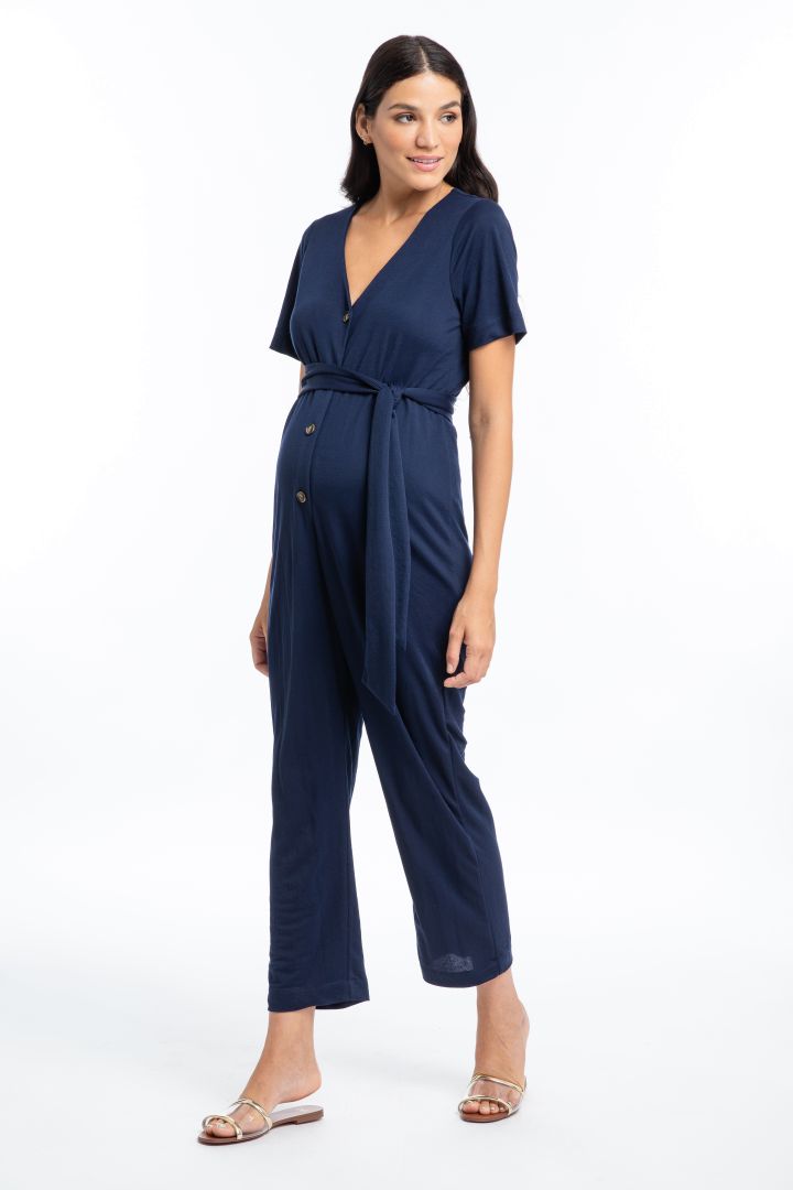 Umstands- und Still-Jumpsuit mit Knopfleiste navy