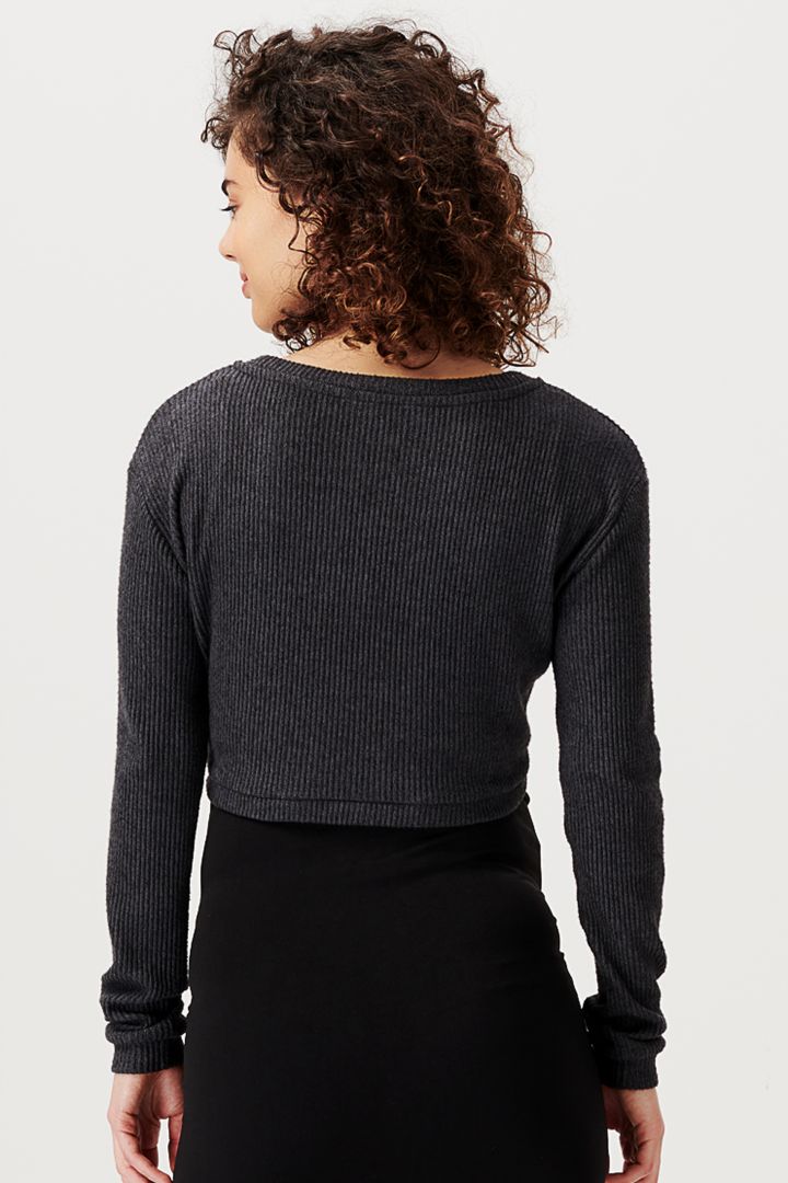Ecovero Cropped Rib Maternity Shirt grey