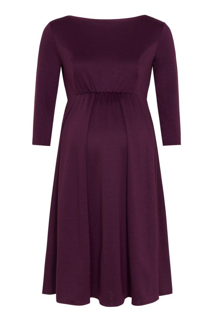 Maternity dress with submarine neckline wine red