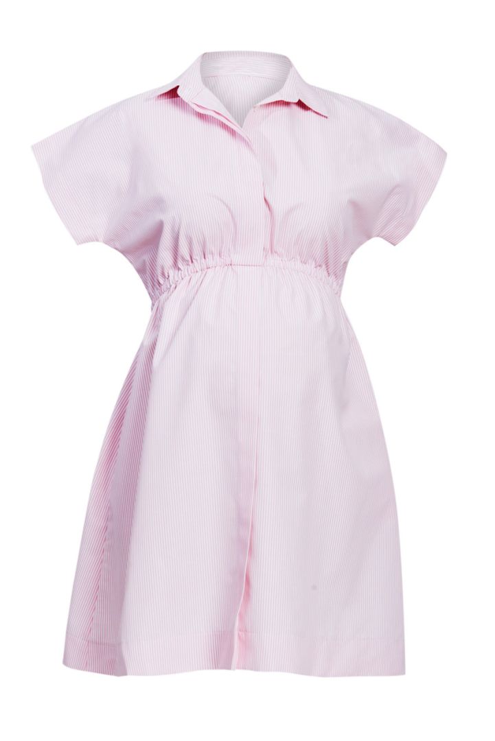 Streifen Umstands-Hemdblusenkleid rosa