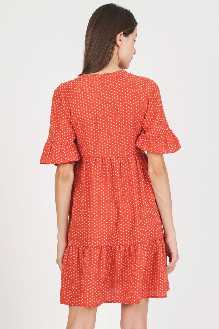 Umstands- und Still-Tunikakleid mit Polka Dots coral